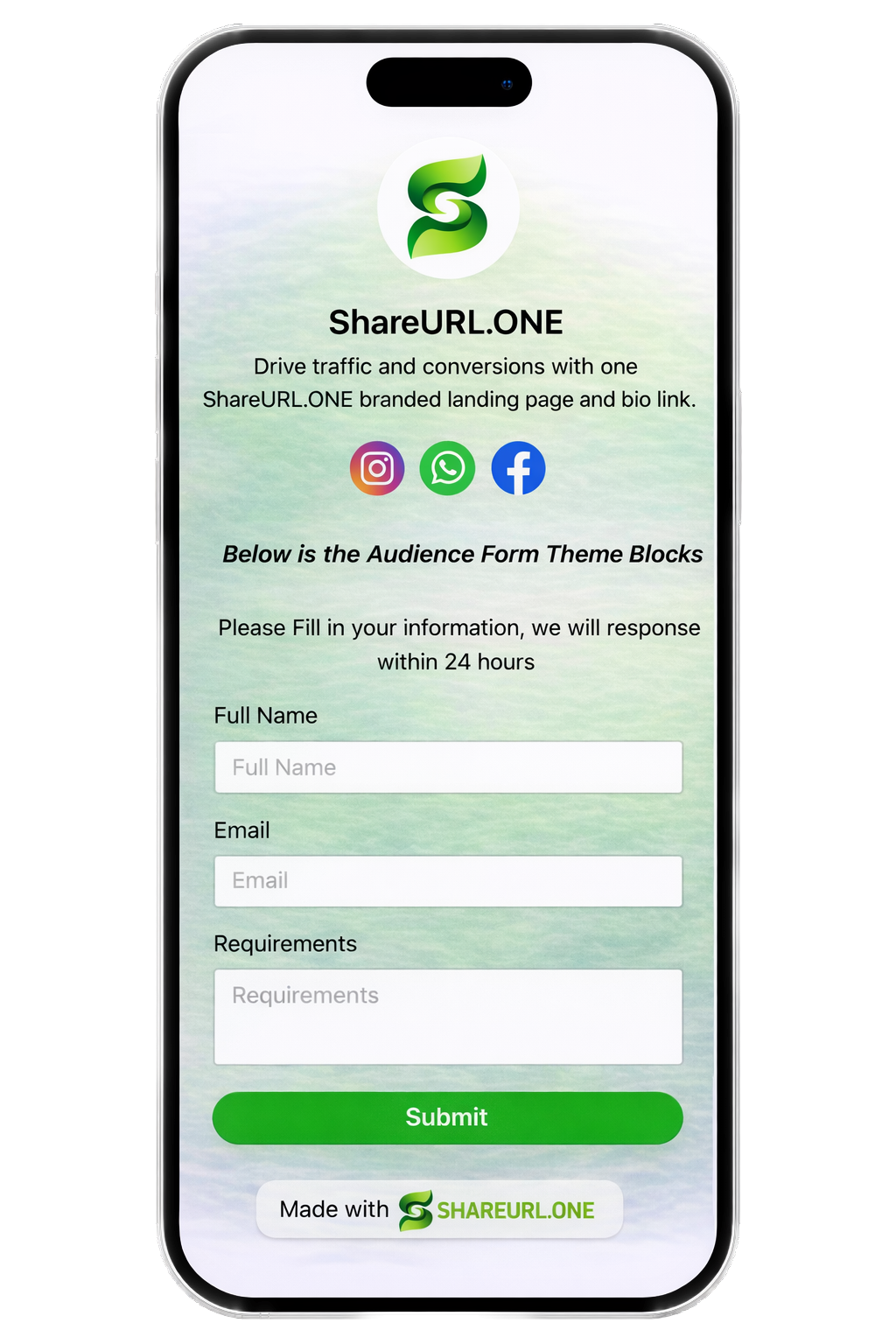 OneBio Audience Form